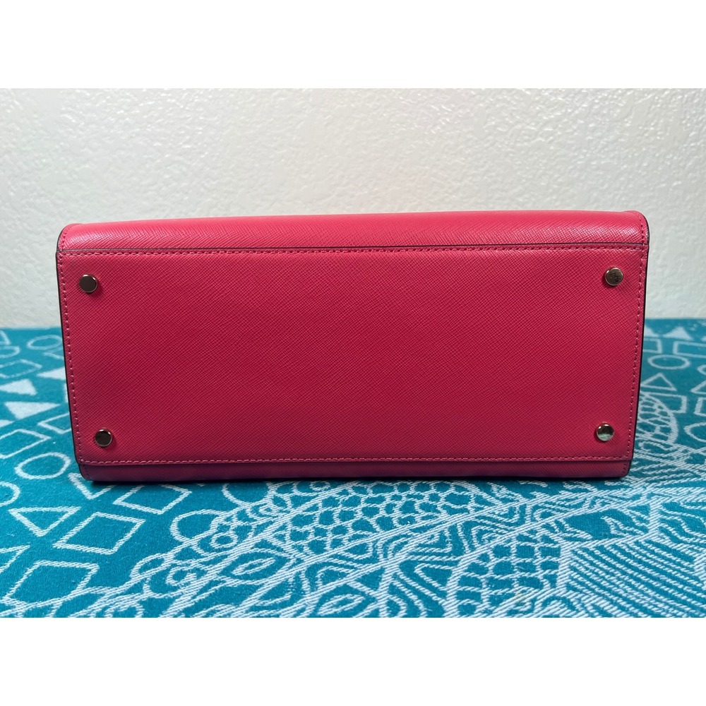 Kate Spade New York Satchel Crossbody Handbag Purse Coral PINK Safiano Leather - Picture 12 of 16